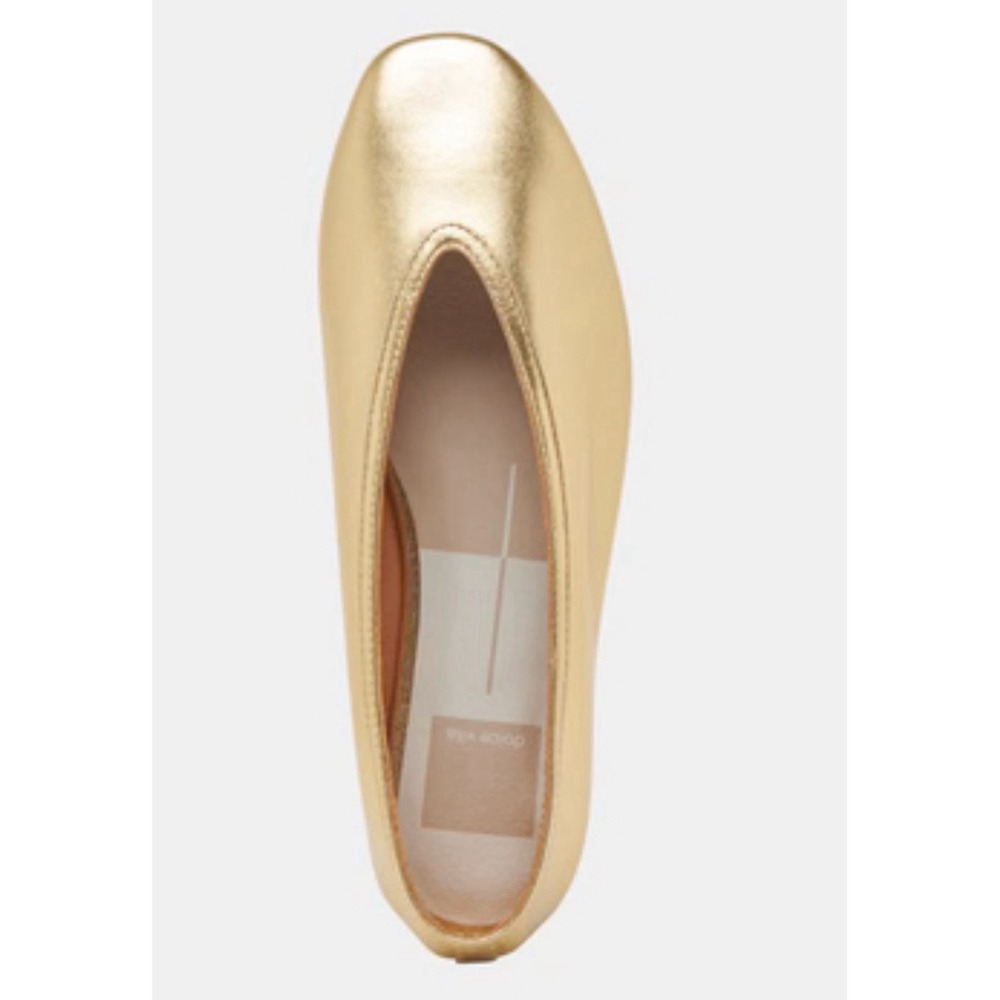 Dolce Vita Braidy GOLD LEATHER Ballet Flat Slip On Shoes, Women 8 NEW